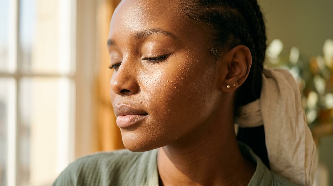 Glowing East African skin texture macro beauty shot